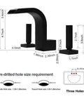 8 Inch Waterfall Bathroom Faucet For Sink, Widespread 3 Hole Lavatory Tap dimensions and installation guide