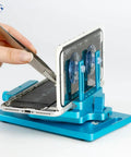 Universal Phone Screen Separator Kit With Suction Cup And Heating 360 Rotating Clamp in use, opening phone back cover.