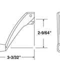 Diagram of Folding Crank Handle for 11/32 In. Spindle Casement And Awning Window Operators With Low-Profile Design measurements