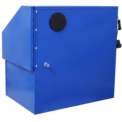Side view of 110L Bench Top Sandblast Cabinet Blue Finish With LED Lighting And Built In Blast Gloves Beefy Sandblasting System
