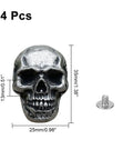 Kickass Punk Skull Screw Back Brass Rivets For Leather Crafting Hardware Dope Set For DIY Bag Hat Shoe Jacket Belt Motorcycle Gear Upgrade, 4 pcs.