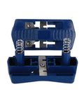 Woodworking trimmer double cutter set, blue plastic case with metal blades and springs