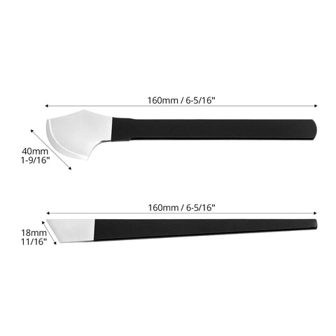 Two Piece Leather Edge Trimming Cutter Set For Skiving And Edge Cutting, Durable Manganese Steel Leather Craft Tools dimensions shown