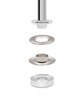 Exploded view of Three Eighths Inch Grommets With Setting Tool Kit, Nickel Finish, 72 Sets showing components.