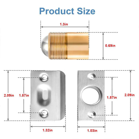 Stainless Steel Ball Catch for Top Of Door And Closet Doors Recessed Install Adjustable Spring Heavy Duty Latch Hardware dimensions