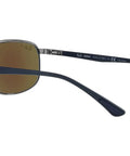 Chromance Polarized Rectangular Sunglasses Unisex With Mirrored Blue Lenses On Gunmetal Frame 60mm side view
