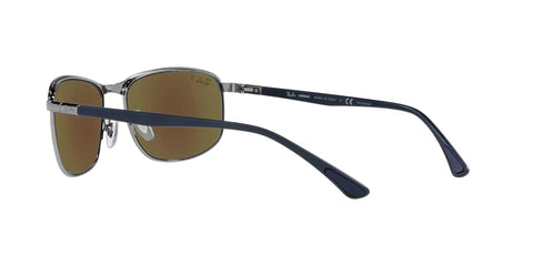 Chromance Polarized Rectangular Sunglasses Unisex With Mirrored Blue Lenses On Gunmetal Frame 60mm side view