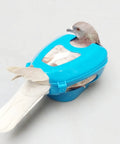 Durable Plastic Pigeon Holder For Feeding And Meds, Fixed Mount Bird Fixer Rack with pigeon inside, blue plastic design
