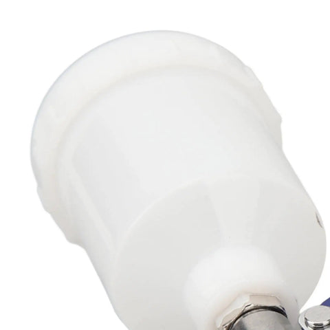 Close-up of the 125ml gravity cup part of the Heavy Duty HVLP Paint Sprayer Gun With 1.0 Mm Gravity Feed Nozzle.