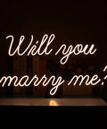 Will You Marry Me Neon Sign For Wedding And Party Decor With Dimmer Switch Warm White LED Neon Light, glowing text on acrylic
