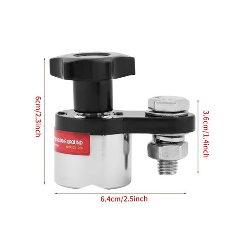Heavy Duty Welding Ground Clamp With Rock Solid Magnetic Grip Delivers Stable 200A Power For Flat Or Round Iron Surfaces On Industrial Machines