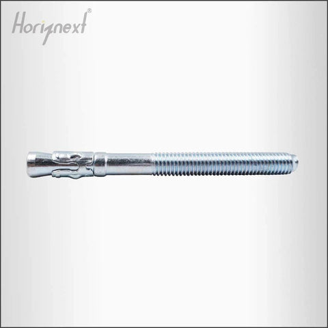 Side view of Three Eighths Inch By Three Inch Wedge Anchor For Concrete And Cement Only Zinc Plated Carbon Steel Heavy Duty Expansion Bolt