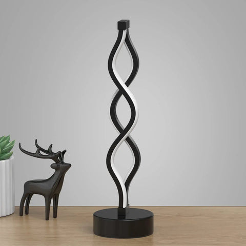 Spiral LED Table Lamp With Dimmer In Slick Black Finish Touch Control Bedside Light With Three Color Temperatures 15.8 Inch