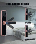 Heavy Duty Biometric Fingerprint Smart Lock For Main Door with backlit keypad showing up and down unlock positions