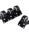 Top Shelf 4 Pack 1.6 Inch Black Polyurethane Fixed Castor Wheels with metal core for tool carts, smooth and floor friendly.