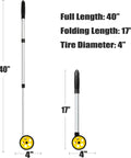 Measuring Wheel With Feet And Inches, 40 Inch Adjustable Length, 4 Inch Wheel, shown in full and folded form