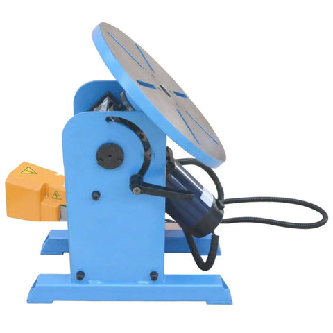 Heavy Duty Rotary Welding Positioner Turn Table With Smooth Variable Speed Control and Kickass Three Jaw Chuck, blue design.