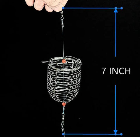 Set Of 10 Carp Fishing Bait Cage Feeder Baskets Stainless Steel Lure Holder Kit With Sizes S M L For Coarse Fishing shown in hand