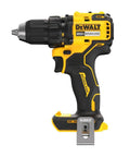 Side view of Heavy Hitter 20V Max Brushless Compact Drill Driver withratcheting chuck, ergonomic grip, LED lights.