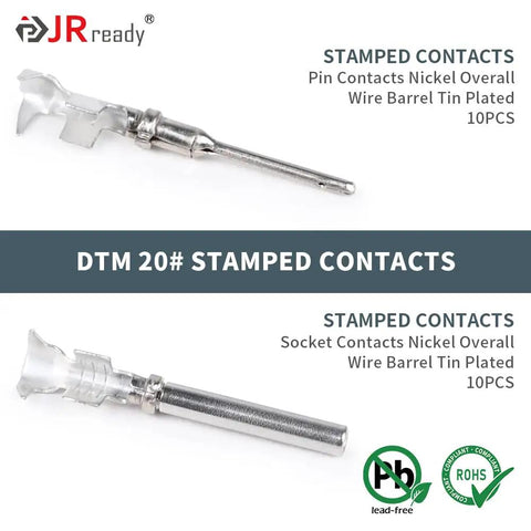 Beefy DTM 2-Pin Waterproof Sensor Connector Kit 4 pairs with 20 AWG stamped terminals pin and socket contacts displayed