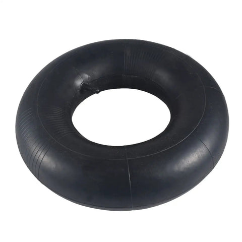 15x6.00-6 Inner Tube With TR-13 Straight Valve Stem For Yard Tractors, Wheelbarrows, ATVs, Lawn Mowers, Go Karts, Golf Carts And More Beefed Up Replacement Tire Inner Tube For Tough Quick Install, shown in round black form with visible valve stem