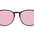 Unisex Erika Round Metal Sunglasses With Evolve Photochromic Pink To Blue Lenses, Black Frame, 54mm, 100% UV Protection shown front view