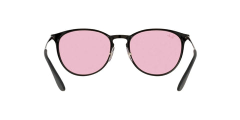 Unisex Erika Round Metal Sunglasses With Evolve Photochromic Pink To Blue Lenses, Black Frame, 54mm, 100% UV Protection shown front view