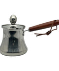 Stovetop Turkish Style Coffee Pot With Lid And Wooden Handle, Stainless Steel 250ML Milk Pot For Cafe Or Home Brewing, Must Have Durable Turkish Coffee Maker For Barista Quality Traditional Brew