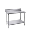 Built Tough Height Adjustable Stainless Steel Workbench With Reinforced Undershelf And Adjustable Bullet Feet NSF Certified 84 Inch Prep Table with smooth top and open bottom shelf.