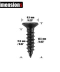 Black Wood Screws Six By One Half Inch Flat Head Phillips Stainless Steel Eighteen Eight Coarse Thread dimensions diagram