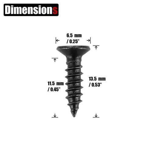 Black Wood Screws Six By One Half Inch Flat Head Phillips Stainless Steel Eighteen Eight Coarse Thread dimensions diagram
