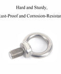 4 Pack 316 Stainless Steel Lifting Ring Eyebolts M6 Threaded Eyebolts For Swing Sets And Tie Downs Rust Resistant Heavy Duty Eyebolt Kit For Indoor Outdoor Use In Machinery Hardware close-up