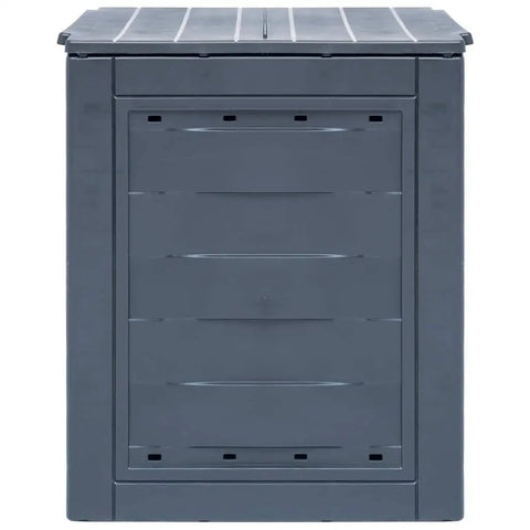 Front view of Outdoor Compost Tumbler With Better Aeration, Sturdy Gray Garden Bin Made From Recycled Plastic, Easy Assembly