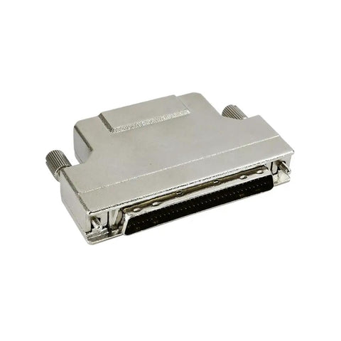 68Pin SCSI HPDB Straight Male Connector For Solder Termination, Industrial Grade Data Transmission, Easy Install Plug, Heavy-Duty Computer Hardware Connector For Reliable IT And OEM Gear, metal connector front view