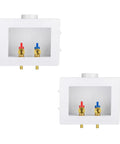 Pack of 2 Washing Machine Outlet Boxes With One Half Inch Pex Crimp Inlet To Three Quarter Inch MHT Outlet, Washer Box With Double Drains.