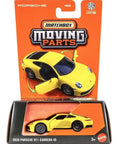 Packaging of Porsche 911 Carrera 4S Diecast Toy Car 1 64 Scale With Moving Parts Doors Open Yellow Finish Limited 25 Of 50
