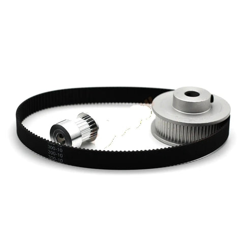 Awesome 2GT Timing Pulley Kit With 40 Teeth And B14mm Bore For Smooth Motion Control Plus Includes 300mm Belt And Tensioning Wheel For Your CNC Project, black 300mm belt with silver pulleys