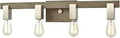 Axis 30-Inch Four-Light Vanity Light in Satin Nickel Finish, space-saving steel bath bar, modern design, four sockets, no shade visible