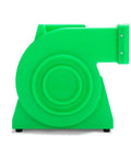 Powerful 2 HP Bounce House Air Blower For Large Inflatables Like Bouncy Castles And Water Slides, side view of green blower unit