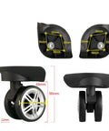 Universal suitcase caster wheels with 68mm diameter, silent roll, heavy-duty swivel trolley design, featuring a well-defined structure.