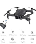 4K UHD Quadcopter Drone With 2-Axis Gimbal, 30 Minute Flight, 2 Km Range, remote control, feature icons, black design