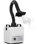 Triple Filter Solder Smoke Absorber Tabletop Fume Extractor with adjustable duct capturing smoke in a compact design