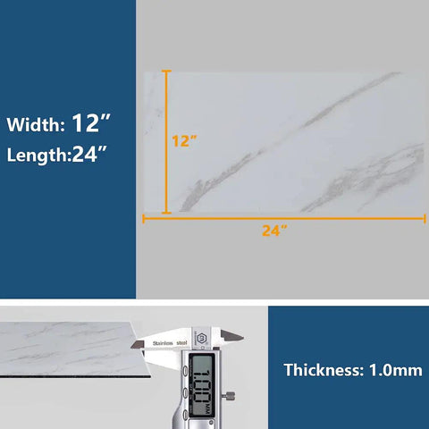 Peel And Stick 12x24 White Marble Vinyl Floor Tile For Bathrooms And Kitchens Waterproof Self Adhesive Removable Flooring.