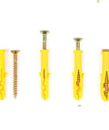 200 Pack Self Tapping Wall Anchors With Metal Screws M6x30mm Plastic Expansion Tube Fastener Kit, yellow wall anchors with screws