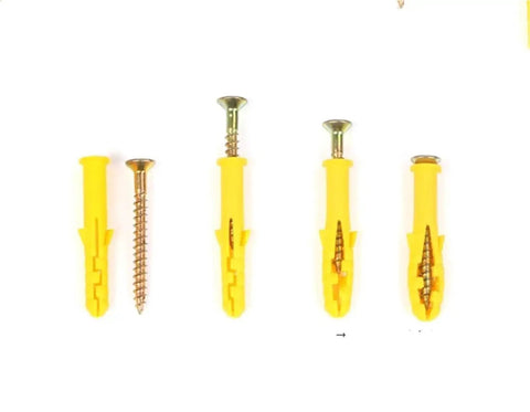 200 Pack Self Tapping Wall Anchors With Metal Screws M6x30mm Plastic Expansion Tube Fastener Kit, yellow wall anchors with screws