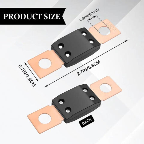 Premium 150 Amp MEGA Bolt Down Fuse For Trucks Cars And Boats 32V High Current Pure Copper Automotive Circuit Protector dimensions shown
