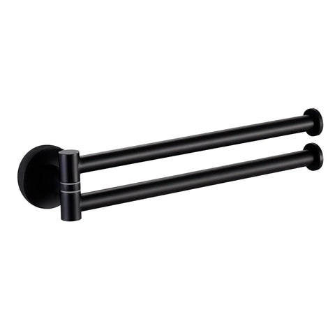 Swivel Towel Bar 9 Inch Two Arm Wall Mount Towel Rack, No Fuss Space Saving Stainless Steel Holder With Brushed Finish