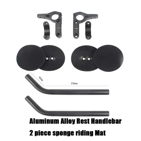 Road And Mountain Bike Aero Bars With Armrests Aluminum Alloy TT Rest Bar Adjustable Length Angle And Width Black Cushions