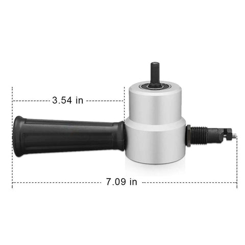Beast Mode Pro Grade Double Head Sheet Metal Nibbler Cutter Drill Attachment dimensions with 360 Degree Adjustable Head and Wrench