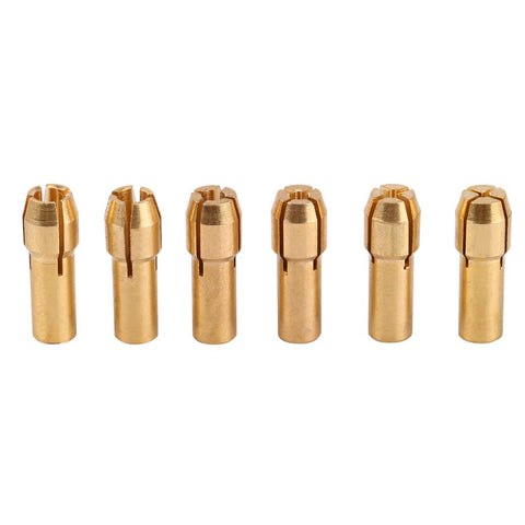 6Pcs Brass Collet Drill Chuck Set With 1mm To 3.2mm Capacity, Brass Sleeves And Black Cap, M8x0.75 Cap, Fits Rotary Tools